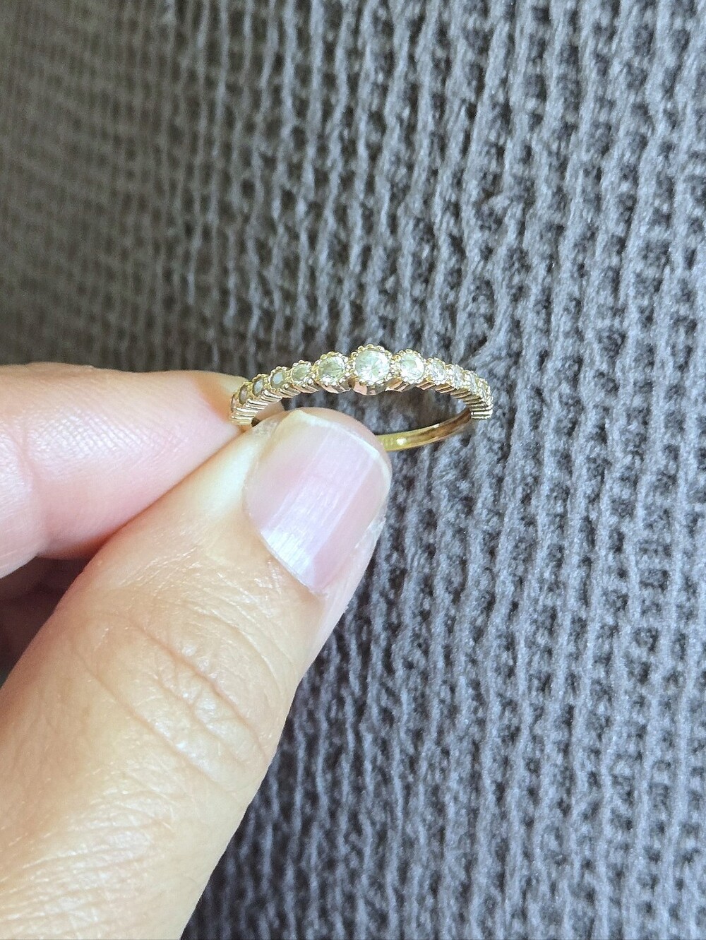 Dainty 14K Gold💛 Ring💍 with Fifteen Graduated Lab🧪 Created Diamonds💎 - Picture 9 of 16